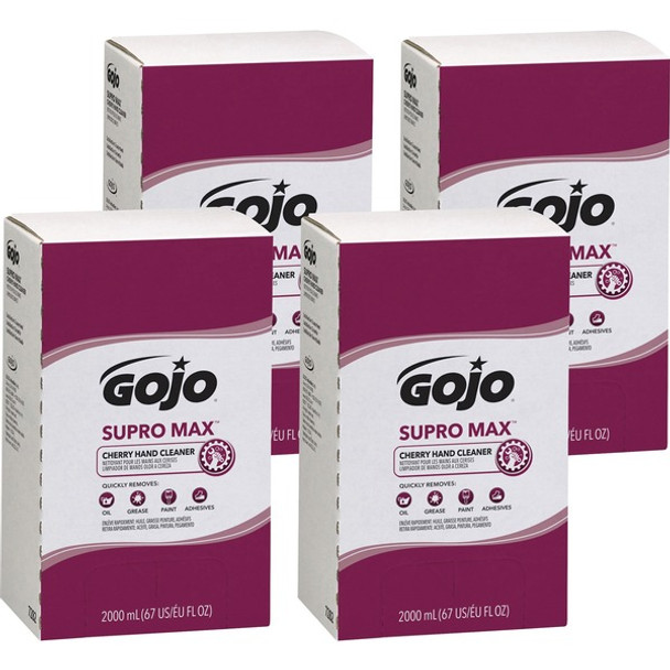 Gojo&reg; Supro Max Hand Cleaner - Cherry ScentFor - 67.6 fl oz (2 L) - Adhesive Remover, Soil Remover - Hand - Tan - 4 / Carton