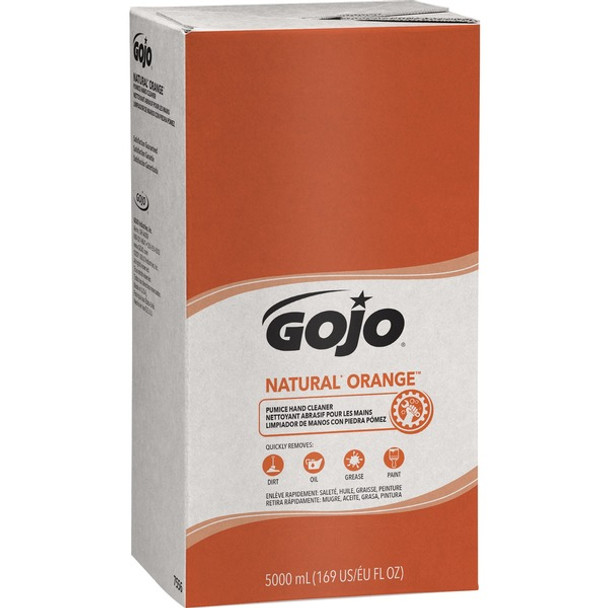 Gojo&reg; Natural Orange Pumice Hand Cleaner - Citrus ScentFor - 1.3 gal (5 L) - Oil Remover, Dirt Remover, Grease Remover, Soil Remover - Hand - White - Fast Acting - 1 Each
