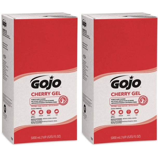 Gojo&reg; PRO TDX 5000 Dispenser Cherry Hand Cleaner - Cherry ScentFor - 1.3 gal (5 L) - Push Pump Dispenser - Dirt Remover, Grease Remover, Oil Remover - Hand - Red - pH Balanced, Heavy Duty, VOC-free, NPE-free - 2 / Carton
