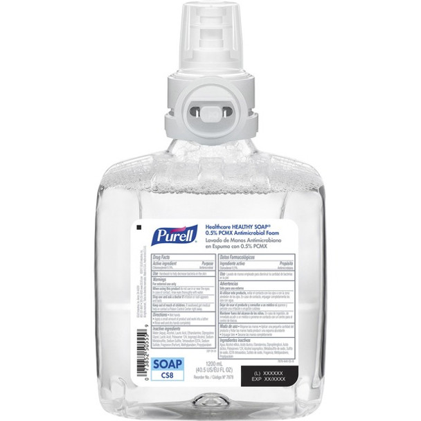 PURELL&reg; CS8 HEALTHY SOAP&trade; 0.5% PCMX Antimicrobial Foam - Floral ScentFor - 40.6 fl oz (1200.1 mL) - Hand, Skin - Clear - Anti-irritant - 2 / Carton
