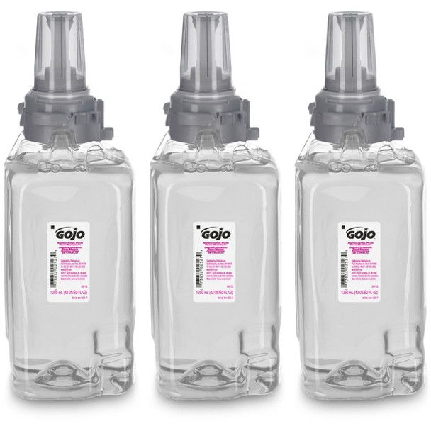 Gojo&reg; Antibacterial Handwash ADX-12 Dispenser Refill - Plum ScentFor - 42.3 fl oz (1251 mL) - Push Pump Dispenser - Bacteria Remover - Hand, Skin - Moisturizing - Antibacterial - Clear - Rich Lather - 3 / Carton