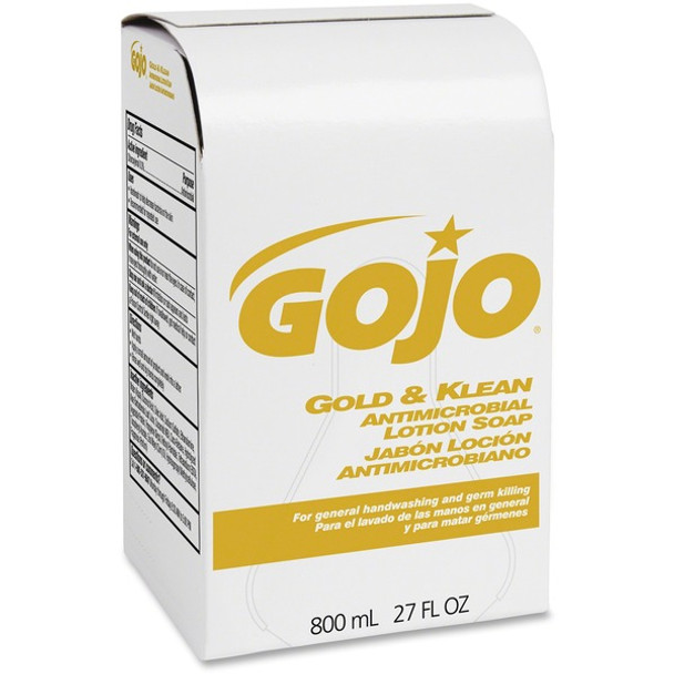 Gojo&reg; Gold & Klean Antimicrobial Lotion Soap - Fresh ScentFor - 27.1 fl oz (800 mL) - Bacteria Remover, Dirt Remover, Kill Germs, Residue - Hand - Antibacterial - Leak Proof, Bio-based, Non-clog - 1 Each