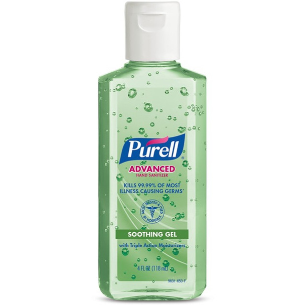 PURELL&reg; Advanced Hand Sanitizer Gel - Floral Scent - 4 fl oz (118.3 mL) - Squeeze Bottle Dispenser - Kill Germs - Hand - Moisturizing - Green - Non-sticky, Residue-free, Moisturizing - 1 Each