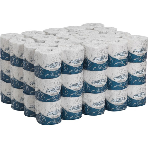 Angel Soft Ultra Professional Series Embossed Toilet Paper - 2 Ply - 4.05" x 4.50" - 400 Sheets/Roll - White - Soft, Septic Safe, Absorbent - For Restroom - 60 / Carton