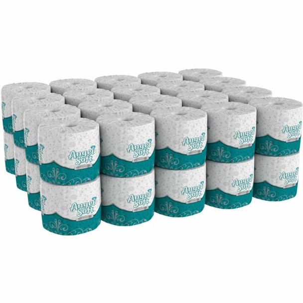 Angel Soft Professional Series Embossed Toilet Paper - 2 Ply - 4" x 4.05" - 450 Sheets/Roll - White - Fiber - Soft, Thick, Embossed, Septic Safe - For Food Service, Office Building - 40 / Carton