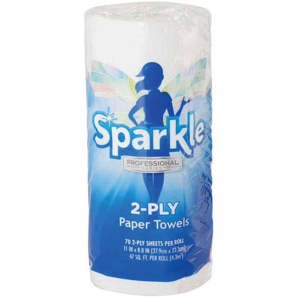 Sparkle Professional Series&reg; Paper Towel Roll by GP Pro - 2 Ply - 8.80" x 11" - 70 Sheets/Roll - White - Paper - Long Lasting, Absorbent, Individually Wrapped, Perforated - For Multipurpose, Hand - 1 Roll