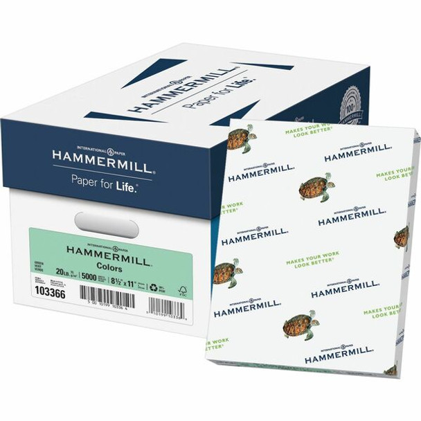 Hammermill Colors Recycled Copy Paper - Green - Letter - 8 1/2" x 11" - 20 lb Basis Weight - Smooth - 500 / Ream - Sustainable Forestry Initiative (SFI) - Acid-free, Archival-safe, Jam-free - Green