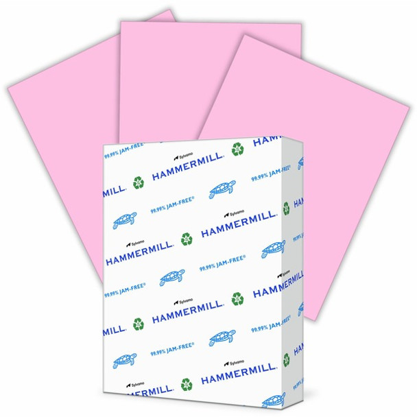 Hammermill Colors Recycled Copy Paper - Pink - Letter - 8 1/2" x 11" - 20 lb Basis Weight - Smooth - 500 / Ream - Sustainable Forestry Initiative (SFI) - Archival-safe, Acid-free, Jam-free - Pink