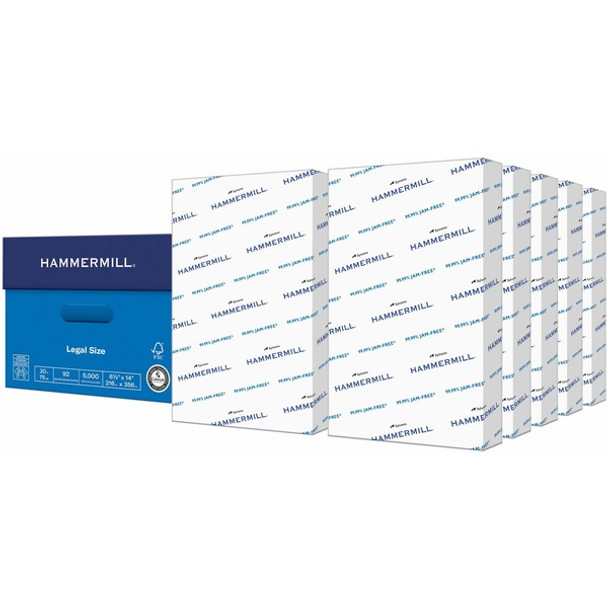 Hammermill Copy Plus Paper - White - 92 Brightness - Legal - 8 1/2" x 14" - 20 lb Basis Weight - 10 / Carton - Sustainable Forestry Initiative (SFI) - Acid-free, Quick Drying - White