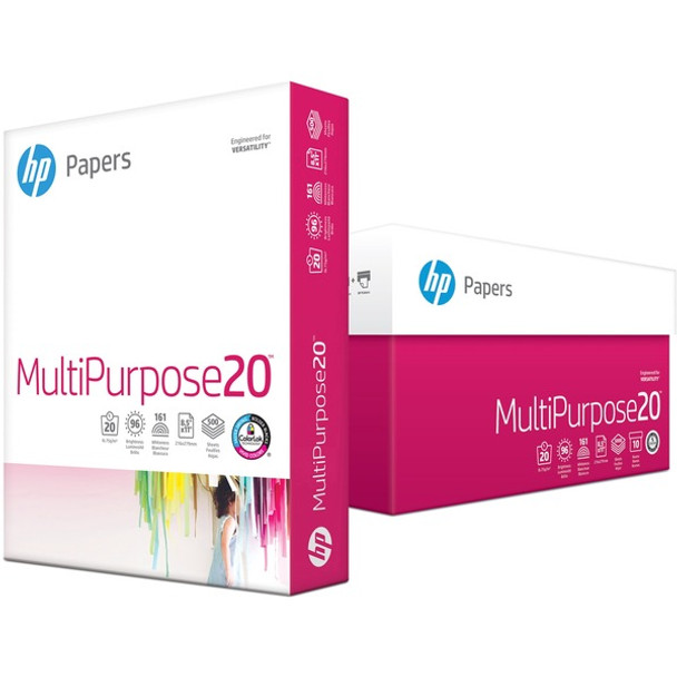 HP Papers Multipurpose20 Copy Paper - White - 96 Brightness - Letter - 8 1/2" x 11" - 20 lb Basis Weight - Smooth - 10 / Carton - Quick Drying, Smear Resistant - White