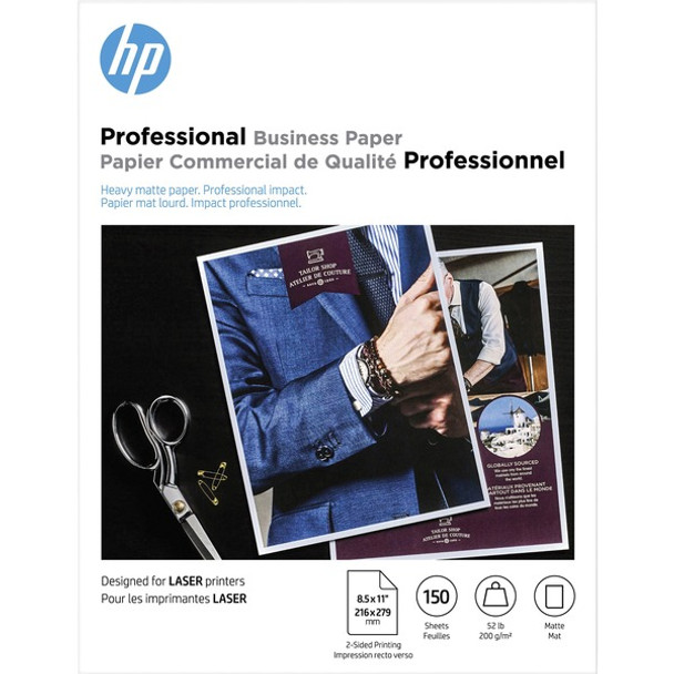 HP Laser Printer Professional Business Paper - Multi - Letter - 8 1/2" x 11" - 52 lb Basis Weight - 200 g/m&#178; Grammage - Matte - 1 Each - White