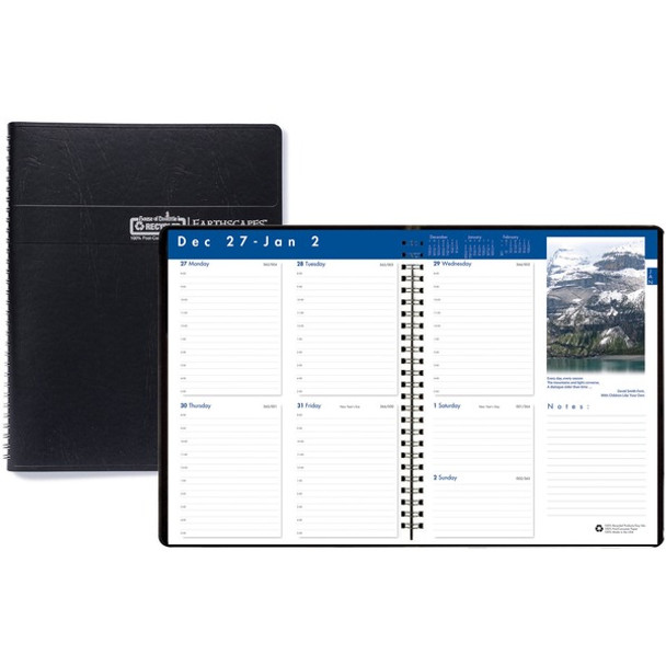 House of Doolittle Earthscapes Photos Weekly Planner - Julian Dates - Weekly - 1 Year - January 2024 - December 2024 - 8:00 AM to 5:00 PM - Hourly - 1 Week Single Page Layout - 8 1/2" x 11" Sheet Size - Wire Bound - Black - Simulated Leather - 1 Each