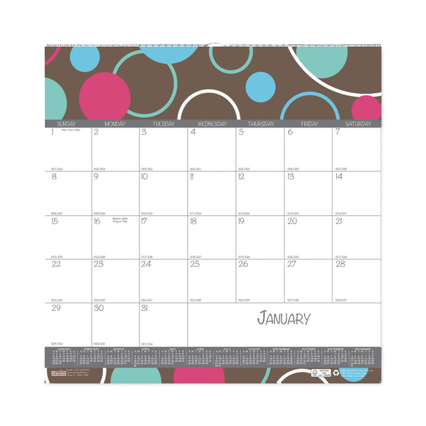 Recycled Bubbleluxe Wall Calendar, Bubbleluxe Artwork, 12 x 12, White/Multicolor Sheets, 12-Month (Jan to Dec): 2024