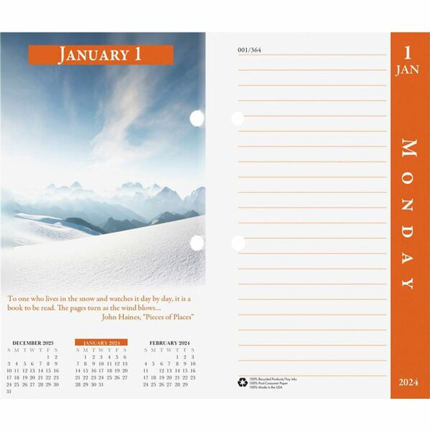 House of Doolittle Earthscapes 17-Base Desk Calendar Refill - Julian Dates - Daily - January 2024 - December 2024 - 1 Day Double Page Layout - 3 1/2" x 6" Sheet Size - Desktop - Multi - 1 Each