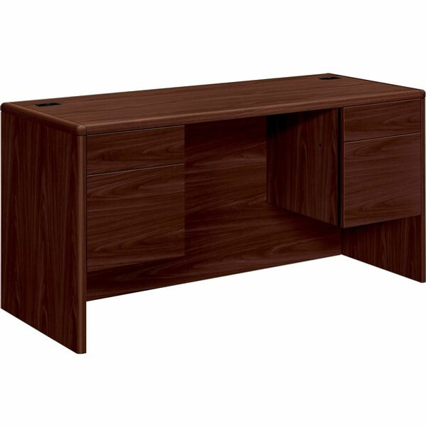 HON 10700 H10765 Pedestal Credenza - 60" x 24"29.5" - 4 x Box, File Drawer(s) - Double Pedestal - Waterfall Edge - Finish: Mahogany