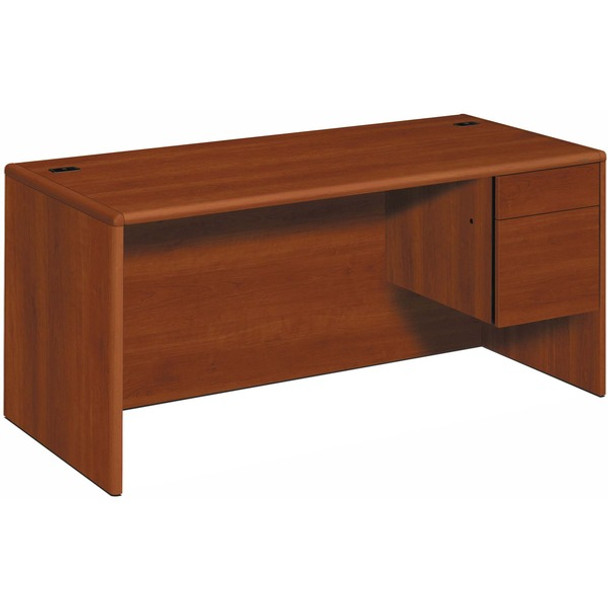 HON 10700 H10783R Pedestal Desk - 66" x 30"29.5" - 2 x Box, File Drawer(s)Right Side - Waterfall Edge - Finish: Cognac