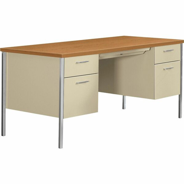 HON 34000 H34962 Pedestal Desk - 60" x 30"29.5" - 4 x Box, File Drawer(s) - Double Pedestal - Material: Steel - Finish: Harvest, Putty