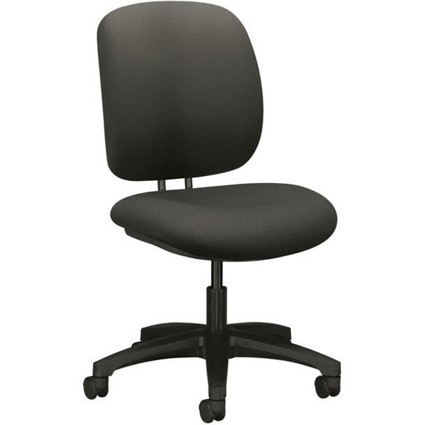 HON ComforTask Chair | Seat Depth | Iron Ore Fabric - Iron Ore Polyester, Polymer Seat - Iron Ore Polyester, Polymer Back - Black Frame - Low Back - 5-star Base - 1 Each