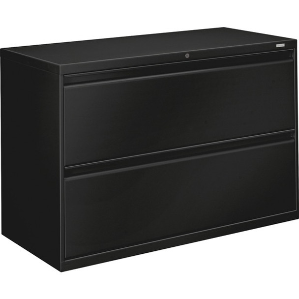 HON 800 Series Full-Pull Locking Lateral File - 2-Drawer - 42" x 19.3" x 28.4" - 2 x Drawer(s) - Lateral - Black - Baked Enamel - Steel - Recycled