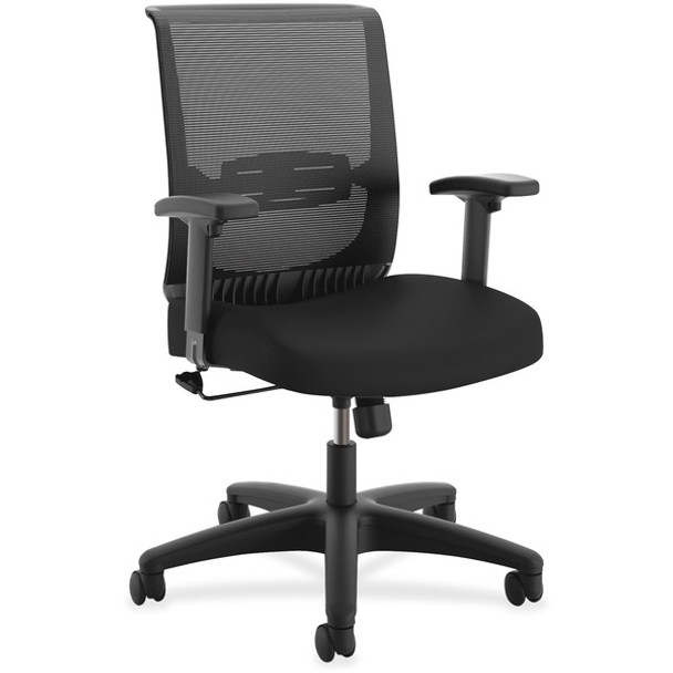 HON Convergence Chair - Black Fabric Seat - Black Mesh Back - Black Frame - 5-star Base - Black