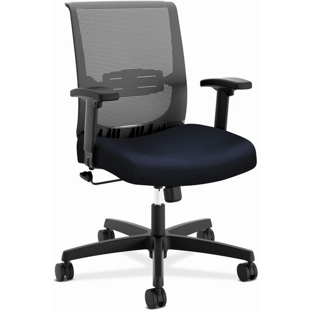 HON Convergence Chair - Navy Fabric Seat - Black Mesh Back - Black Frame - 5-star Base - Navy