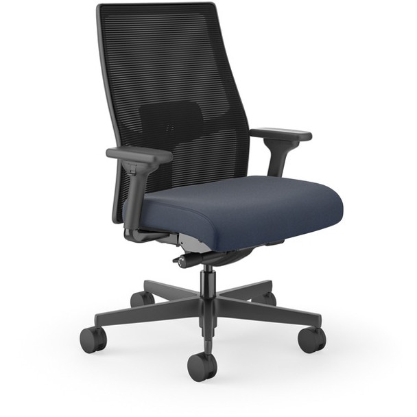 HON Ignition 2.0 Mid-back Big & Tall Task Chair - Navy Foam Seat - Black Back - Black Frame - Mid Back - 5-star Base - Armrest - 1 Each