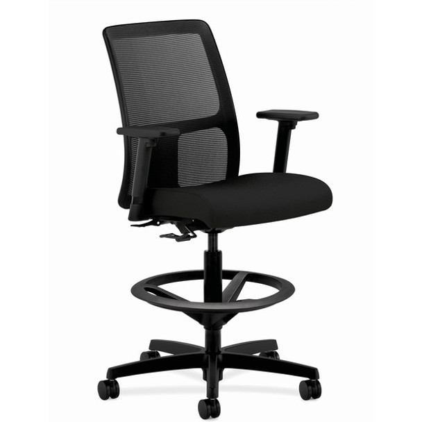 HON Ignition Sitting Stool - Black Fabric Seat - Black Mesh Back - Black Frame - Low Back - Black