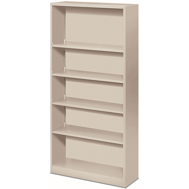 HON Brigade Steel Bookcase | 5 Shelves | 34-1/2"W | Light Gray Finish - 5 Shelf(ves) - 71" Height x 34.5" Width x 12.6" Depth - Adjustable Shelf, Reinforced, Welded, Durable, Compact - Steel
