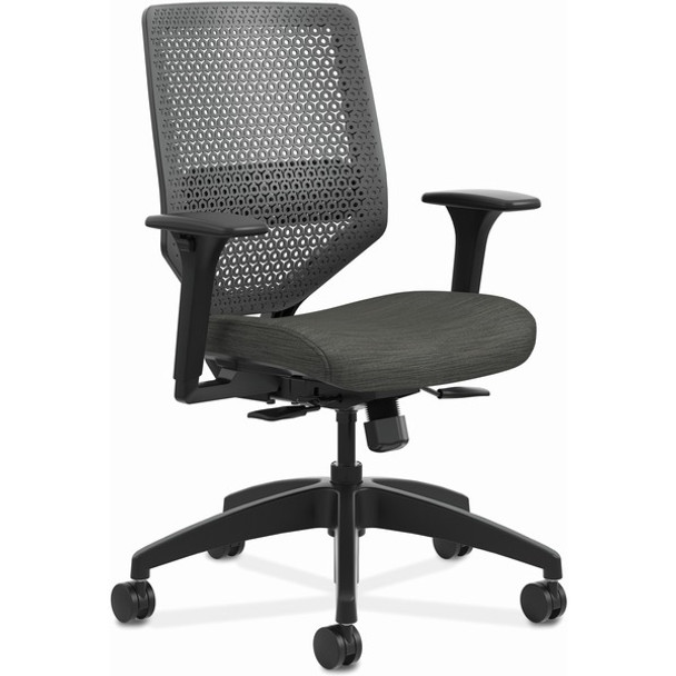 HON Solve Task Chair - Ink Foam Seat - Charcoal Mesh Back - Black Frame - Mid Back - 5-star Base - Armrest - 1 Each