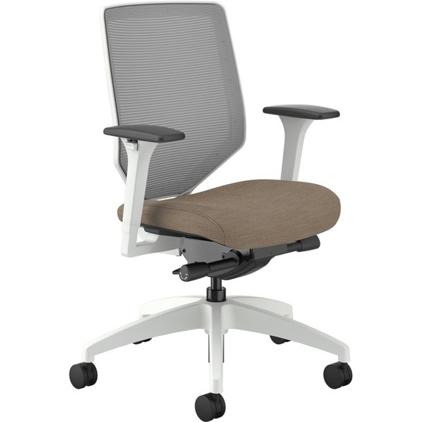 HON Solve Chair - Putty Fabric Seat - Fog Mesh Back - Designer White Frame - Mid Back - Putty