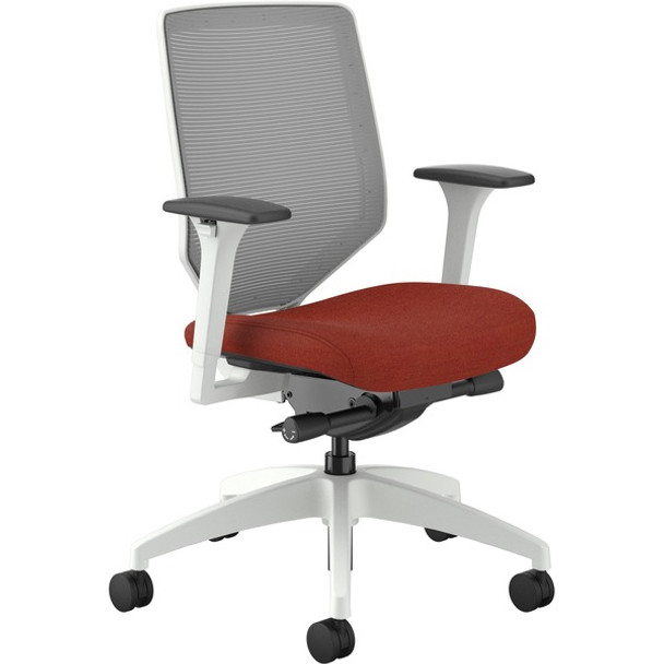 HON Solve Chair - Bittersweet Fabric Seat - Fog Mesh Back - Designer White Frame - Mid Back - Bittersweet