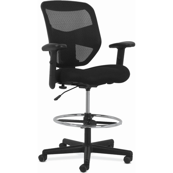 HON Prominent Task Chair - Black Fabric Seat - Black Mesh Back - Black Frame - High Back - Armrest - 1 Each