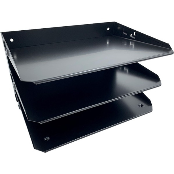 Huron Horizontal Slots Desk Organizer - 6 Compartment(s) - Horizontal - 6" Height x 12" Width x 8.8" Depth - Durable - Black - Steel - 1 Each
