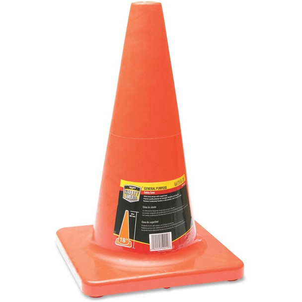 Honeywell Orange Traffic Cone - 1 Each - 11" Width x 18" Height - Cone Shape - Fade Resistant, Long Lasting, UV Resistant - Outdoor - Orange