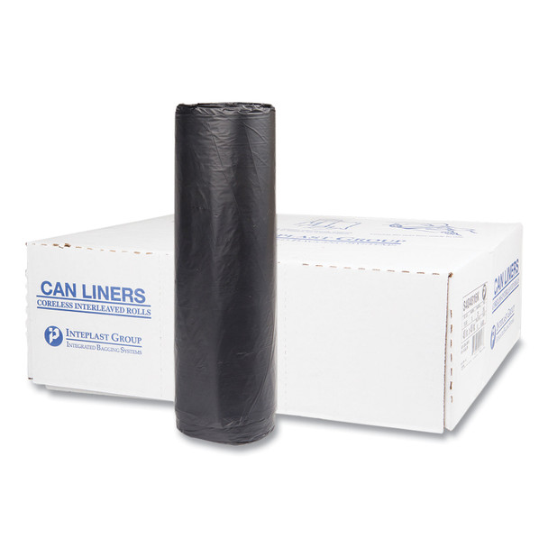 High-Density Commercial Can Liners, 45 gal, 16 mic, 40" x 48", Black, 25 Bags/Roll, 10 Interleaved Rolls/Carton