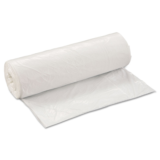 Low-Density Commercial Can Liners, Coreless Interleaved Roll, 45 gal, 0.8 mil, 40" x 46", White, 25 Bags/Roll, 4 Rolls/Carton