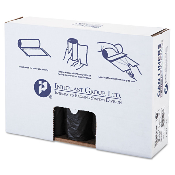 Low-Density Commercial Can Liners, Coreless Interleaved Roll, 60 gal, 1.4 mil, 38" x 58", Black, 20 Bags/Roll, 5 Rolls/Carton