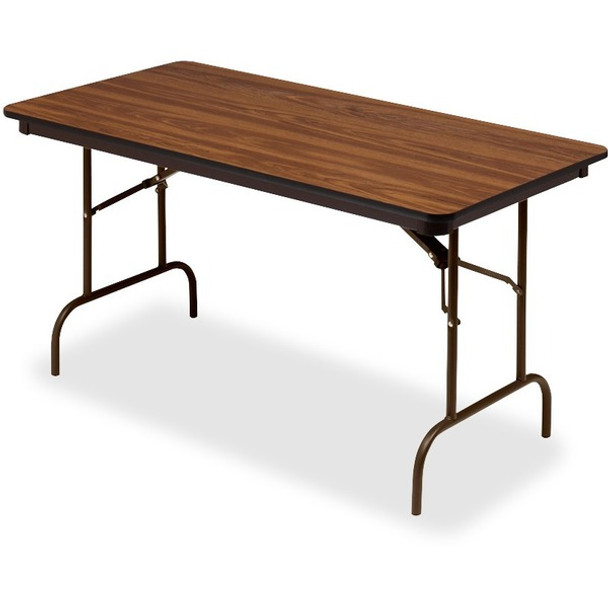 Iceberg Premium Wood Laminate Folding Table - For - Table TopMelamine Rectangle Top - Traditional Style - 60" Table Top Length x 30" Table Top Width x 0.75" Table Top Thickness - 29" Height - Oak - 1 Each