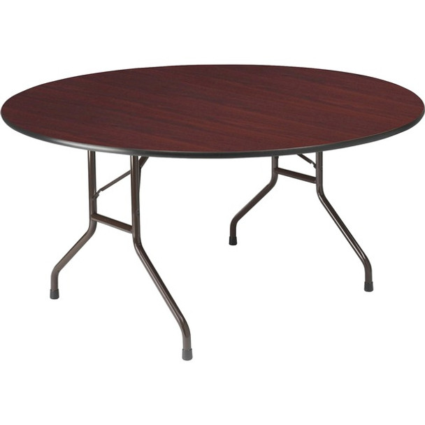 Iceberg Premium Wood Laminate Folding Table - For - Table TopMahogany Round, Melamine Top - Traditional Style x 0.75" Table Top Thickness x 60" Table Top Diameter - Steel, Wood - 1 Each