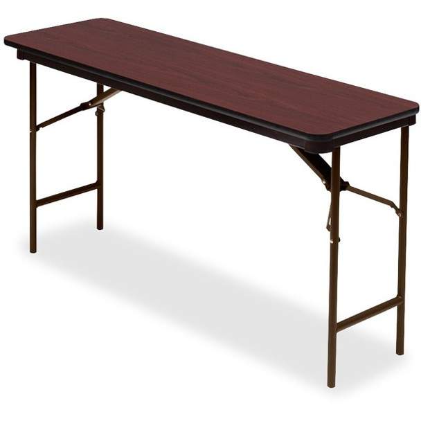 Iceberg Premium Wood Laminate Folding Table - For - Table TopMelamine Rectangle Top - Traditional Style - 60" Table Top Length x 18" Table Top Width x 0.75" Table Top Thickness - 29" Height - Mahogany - 1 Each