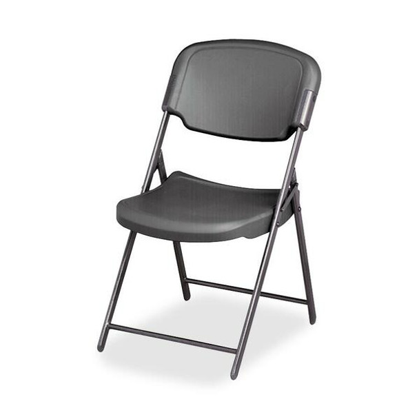 Iceberg Rough 'N Ready Folding Chair - Charcoal Polyethylene Seat - Steel Frame - Charcoal - 1 Each