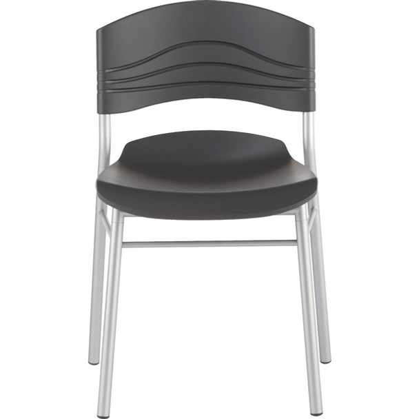 Iceberg CafeWorks Cafe Chairs, 2-Pack - Black Polyethylene Seat - Polyethylene Back - Powder Coated Steel Frame - Four-legged Base - Graphite - 2 / Carton