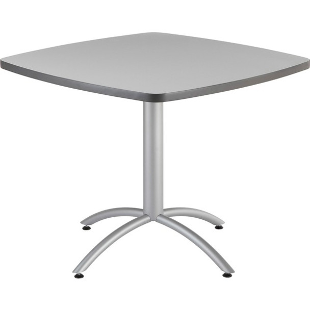 Iceberg CafeWorks 36" Square Cafe Table - For - Table TopMelamine Square Top - Powder Coated Base - Contemporary Style x 1.13" Table Top Thickness - 30" Height x 36" Width x 36" Depth - Assembly Required - Gray - 1 Each