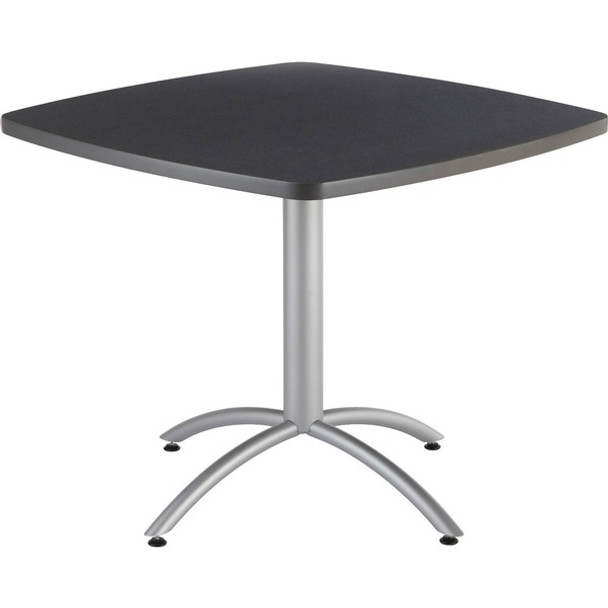 Iceberg CafeWorks 36" Square Cafe Table - For - Table TopMelamine Square Top - Powder Coated Base x 1.13" Table Top Thickness - 30" Height x 36" Width x 36" Depth - Assembly Required - Graphite - 1 Each