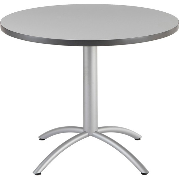 Iceberg CafeWorks 36" Round Cafe Table - For - Table TopMelamine Round Top - Powder Coated Base - Contemporary Style x 1.13" Table Top Thickness x 36" Table Top Diameter - 30" Height - Assembly Required - Gray - 1 Each