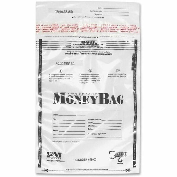 ICONEX 9x12 Disposable Deposit Bags - 9" Width x 12" Length - Clear - Plastic - 100/Pack - Money