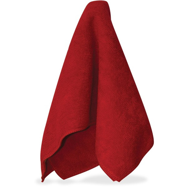 Impact Red Microfiber Cleaning Cloths - For Multipurpose - 16" Length x 16" Width - 12 / Bag - Red