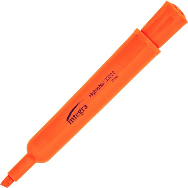 Integra Chisel Desk Liquid Highlighters - Chisel Marker Point Style - Fluorescent Orange - 1 Dozen