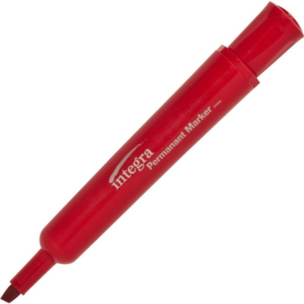 Integra Permanent Chisel Markers - Chisel Marker Point Style - Red - 1 Dozen