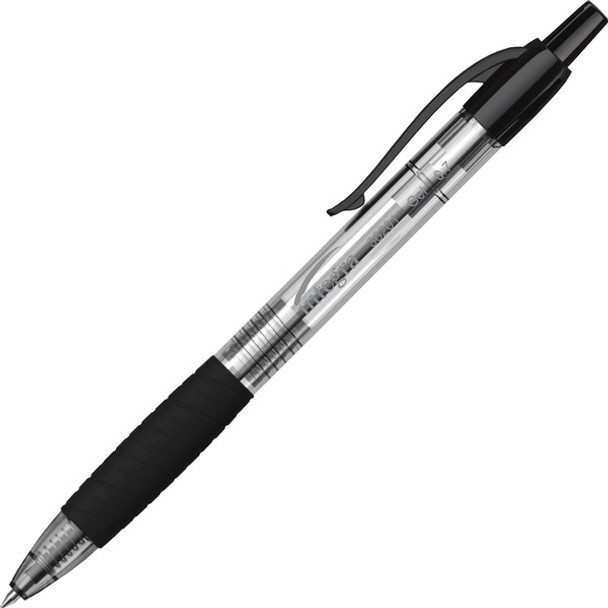 Integra Retractable 0.7mm Gel Pen - Medium Pen Point - 0.7 mm Pen Point Size - Retractable - Black Gel-based Ink - Black Barrel - 1 Dozen